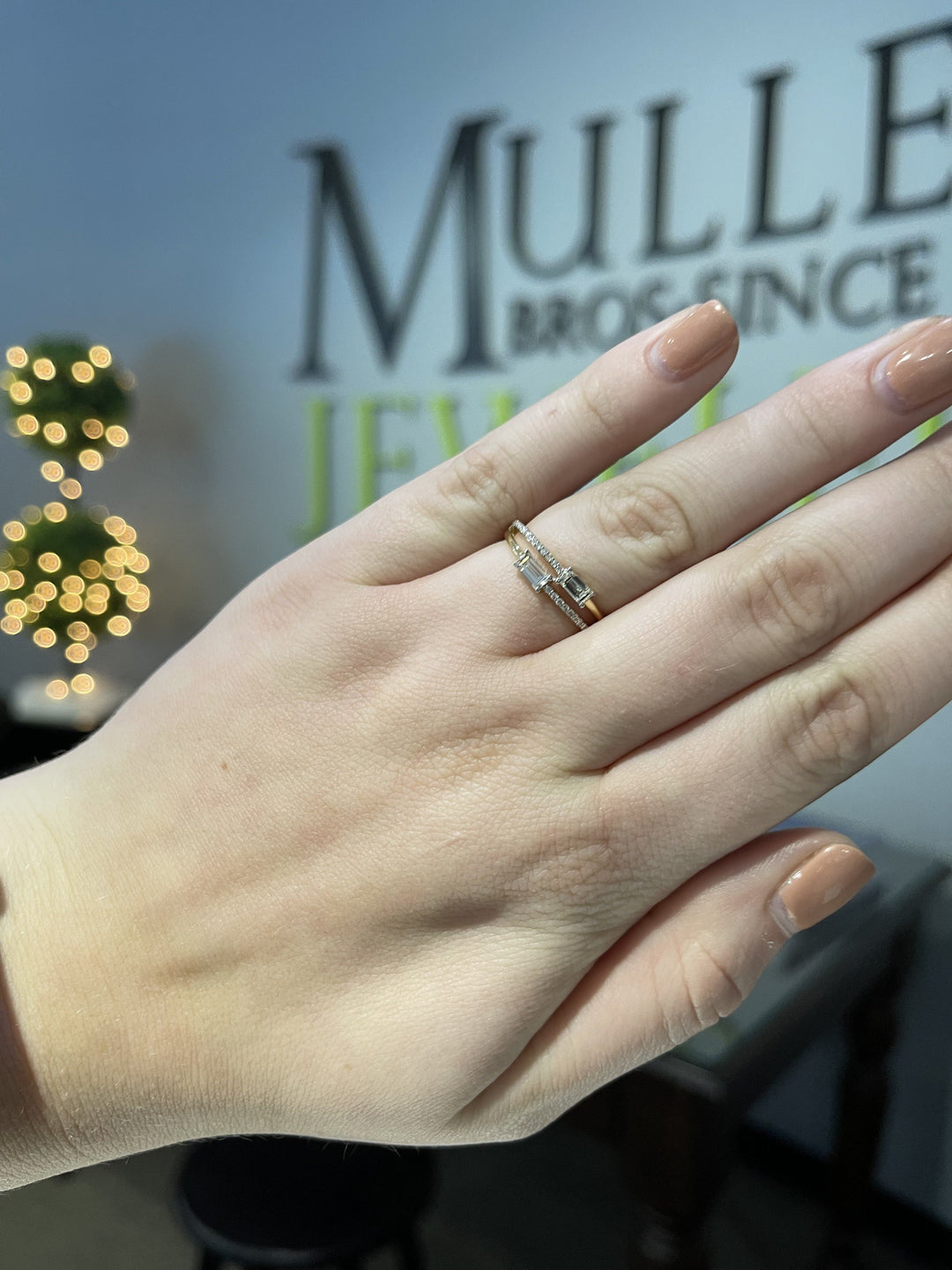 RINGS - 14K Yellow Gold .50cttw Round & Baguette Diamond Fashion Ring.