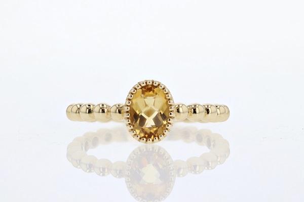 RINGS - 14K Yellow Gold 7x5 Citrine Center Stone Ring