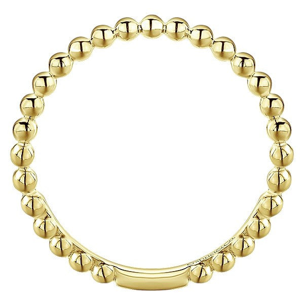 RINGS - 14K Yellow Gold Beaded Ball Design Stackable Band