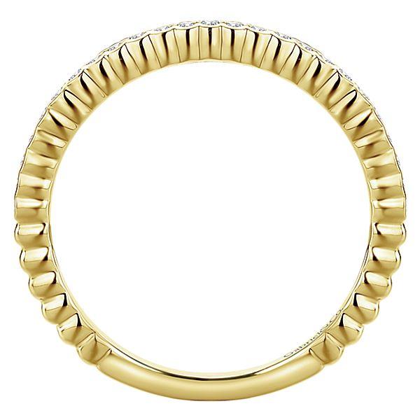 RINGS - 14K Yellow Gold Half Bezel Round Diamond Stackable Ring