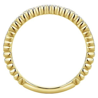 RINGS - 14K Yellow Gold Half Bezel Round Diamond Stackable Ring