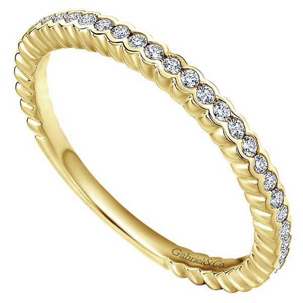 RINGS - 14K Yellow Gold Half Bezel Round Diamond Stackable Ring