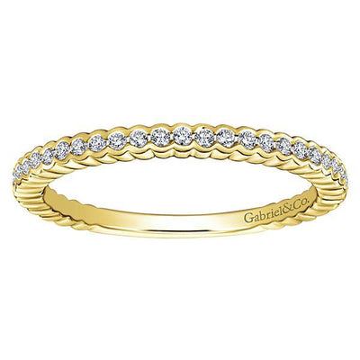RINGS - 14K Yellow Gold Half Bezel Round Diamond Stackable Ring