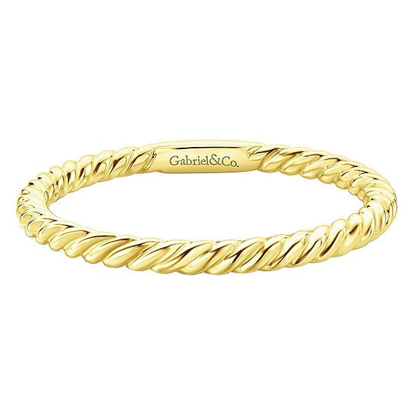 RINGS - 14K Yellow Gold Rolled Metal Design Stackable Band