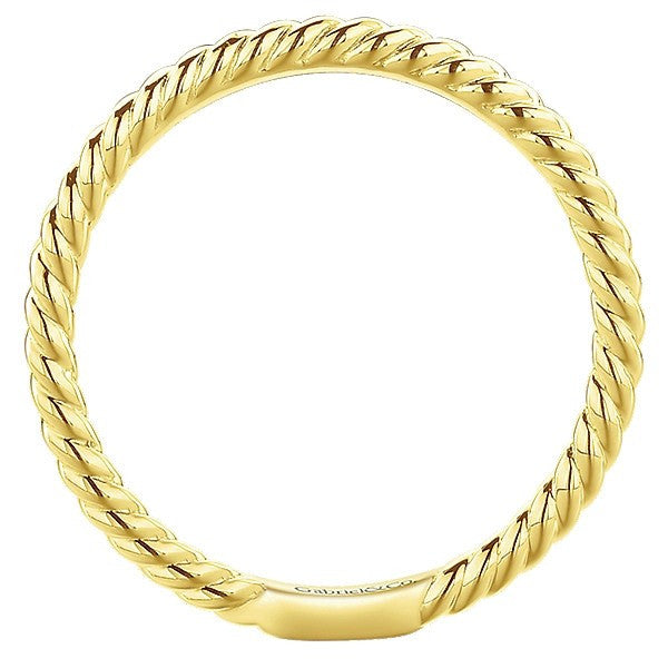 RINGS - 14K Yellow Gold Rolled Metal Design Stackable Band