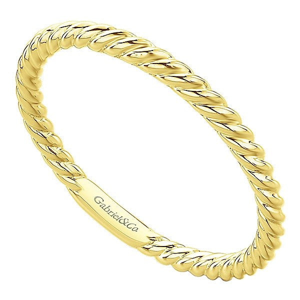 RINGS - 14K Yellow Gold Rolled Metal Design Stackable Band