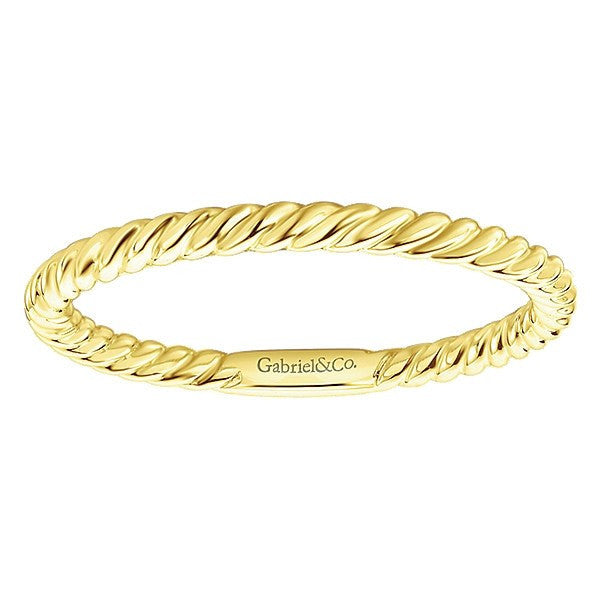 RINGS - 14K Yellow Gold Rolled Metal Design Stackable Band