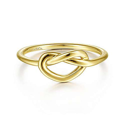 RINGS - 14K Yellow Gold Twisted Heart Pretzel Ring