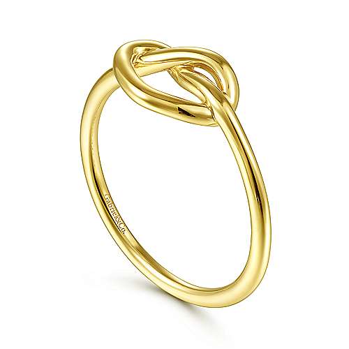 RINGS - 14K Yellow Gold Twisted Heart Pretzel Ring