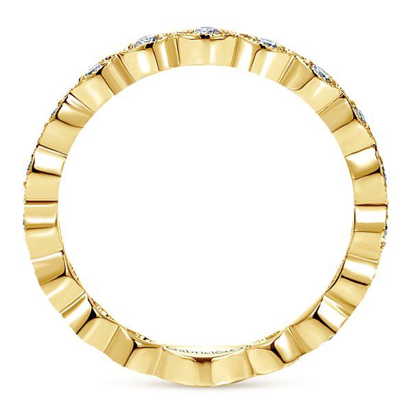 RINGS - 14K Yellow Gold Vintage Marquise Station Diamond Stackable Ring