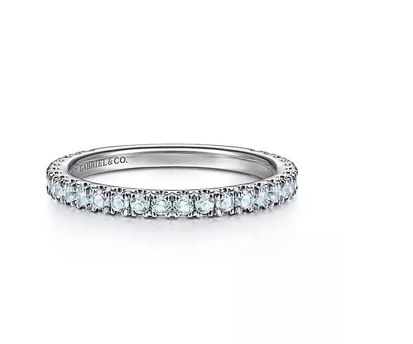 Aquamarine Stackable Birthstone Ring 14k White Gold