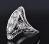 RINGS - Estate Platinum Sapphire And Diamond Ring