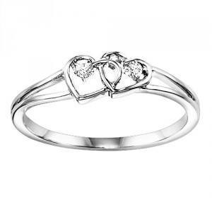 Diamond Double Heart Ring 10K White Gold | Mullen Jewelers