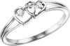 UNDER $200 - 10K White Gold Diamond Double Heart Ring