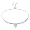 UNDER $200 - Sterling Silver Ball BOLO Bracelet With Crystal Pave Heart Pendant