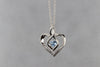 UNDER $200 - Sterling Silver Created Blue Topaz And Diamond Heart Shaped Necklace