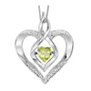 UNDER $200 - Sterling Silver Created Peridot And Diamond Heart Shaped Necklace