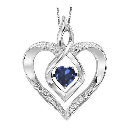 Sterling Silver Diamond & Blue Sapphire Heart Necklace Sterling Silver Diamond & Blue Sapphire Heart Necklace
