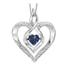 UNDER $200 - Sterling Silver Created Sapphire And Diamond Heart Shaped Necklace