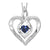 Sterling Silver Created Sapphire and Diamond Heart Shaped Necklace