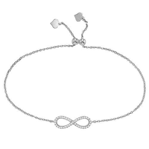UNDER $200 - Sterling Silver Crystal Infinity BOLO Bracelet