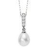 UNDER $200 - Sterling Silver Freshwater Pearl And Crystal Drop Necklace