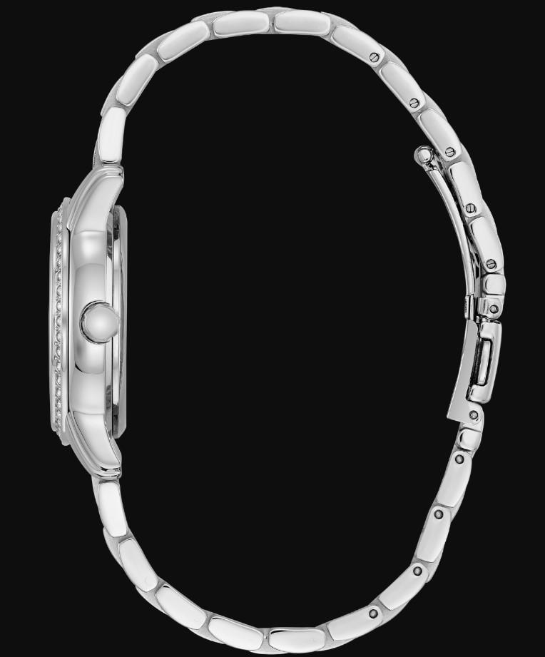 Citizen Eco-Drive Ladies Silhouette Crystal Stainless Steel Watch with Swarovski Crystals and Black Mother of Pearl Dia