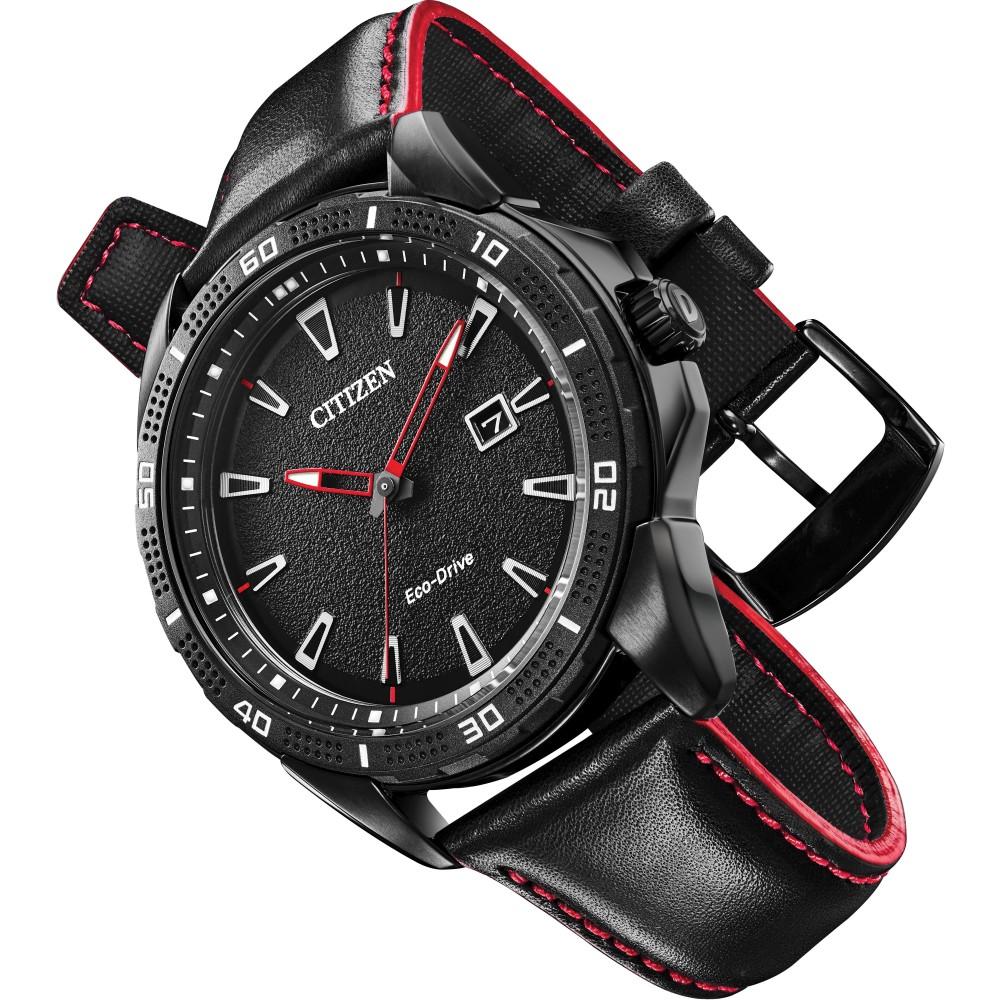 Citizen Eco-Drive Men's Watch with Red Accent Strap