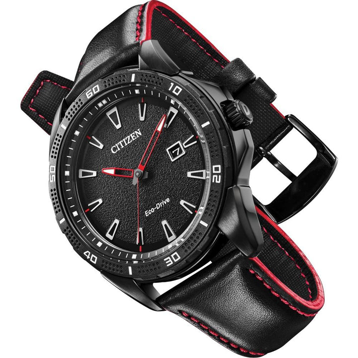 Citizen Eco-Drive Men's Watch with Red Accent Strap