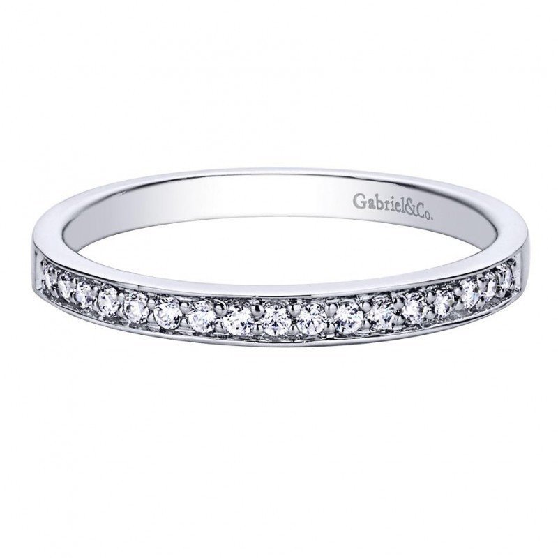 Bead Set Round Diamond Band .13Cttw 14K White Gold 149B