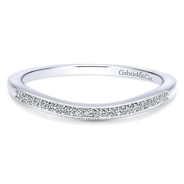 WEDDING - 14k White Gold .06cttw Bead Set Contoured Diamond Wedding Band
