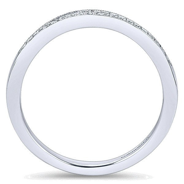 WEDDING - 14k White Gold .06cttw Bead Set Contoured Diamond Wedding Band