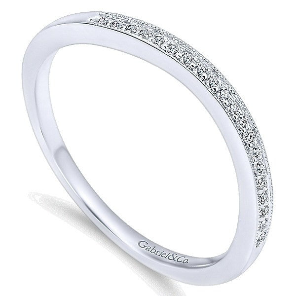 WEDDING - 14k White Gold .06cttw Bead Set Contoured Diamond Wedding Band