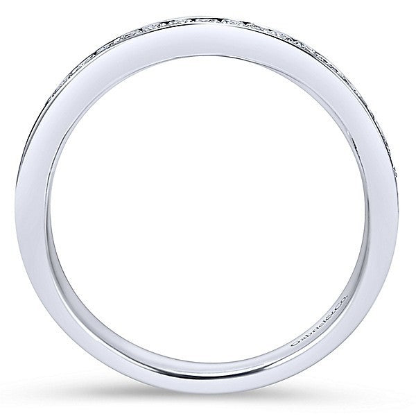 WEDDING - 14K White Gold 1/4cttw Bead Set Diamond Wedding Band With Polished Edges