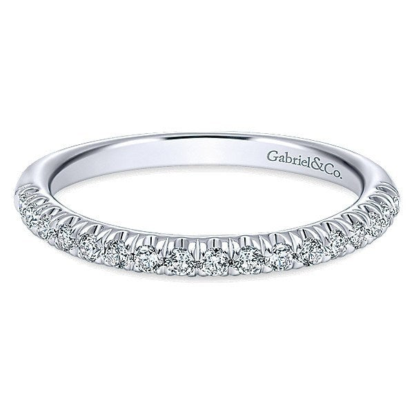 WEDDING - 14K White Gold 1/4cttw French Pave Set Diamond Wedding Band