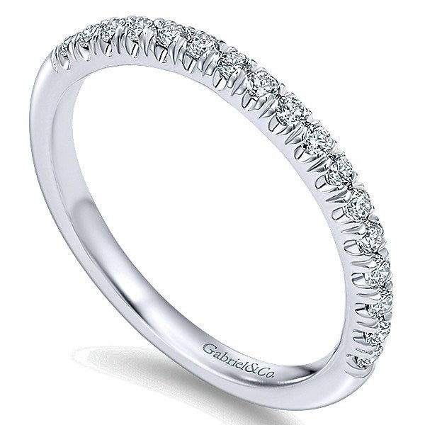 WEDDING - 14K White Gold 1/4cttw French Pave Set Diamond Wedding Band