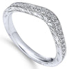 WEDDING - 14K White Gold 1/5cttw Bead Set Contoured Diamond Wedding Ring With Engraved Band