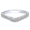 WEDDING - 14K White Gold 1/5cttw Bead Set Contoured Diamond Wedding Ring With Engraved Band