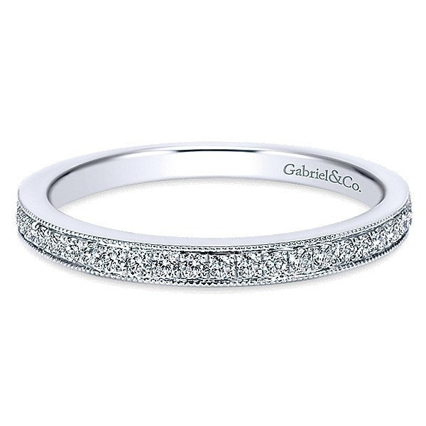 WEDDING - 14K White Gold 1/5cttw Bead Set Diamond Wedding Band