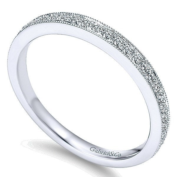 WEDDING - 14K White Gold 1/5cttw Bead Set Diamond Wedding Band