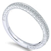 WEDDING - 14K White Gold .14cttw Bead Set Contoured Diamond Wedding Band With Engraved Shank
