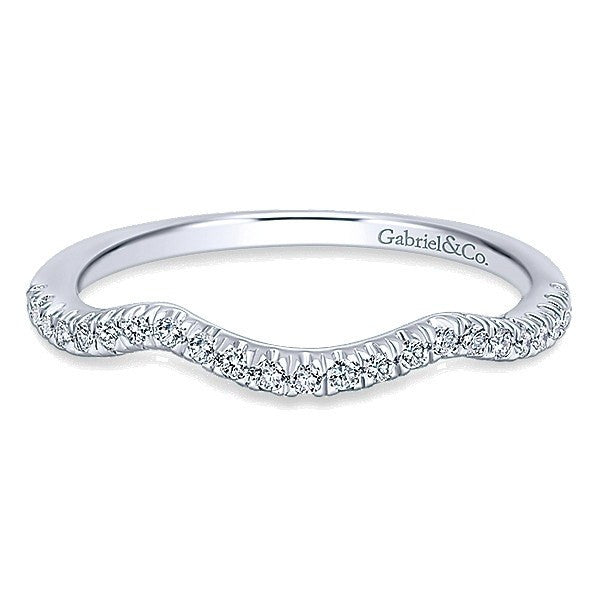 WEDDING - 14K White Gold .16cttw Prong Set Double Contoured Diamond Wedding Band