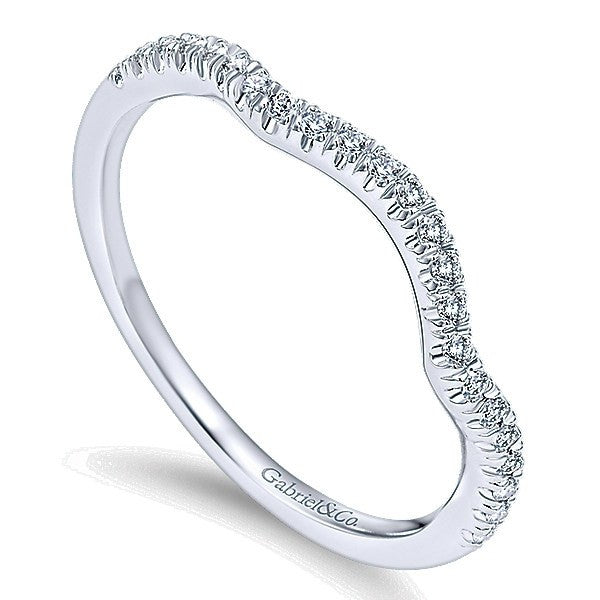 WEDDING - 14K White Gold .16cttw Prong Set Double Contoured Diamond Wedding Band