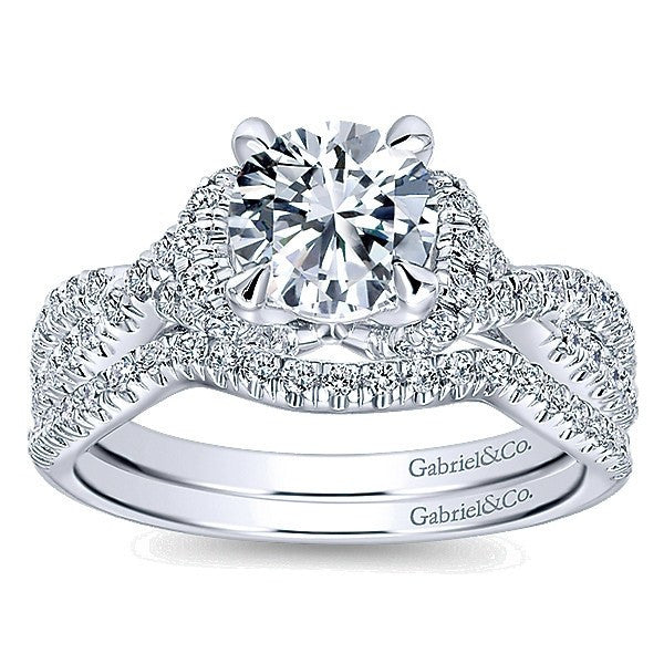 WEDDING - 14K White Gold .16cttw Prong Set Double Contoured Diamond Wedding Band