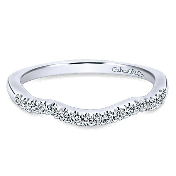 WEDDING - 14K White Gold .17cttw Contoured Pave Diamond Wedding Band
