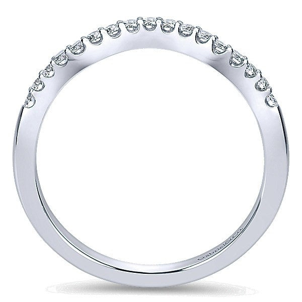 WEDDING - 14K White Gold .17cttw Contoured Pave Diamond Wedding Band
