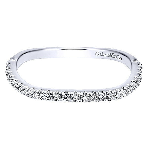 WEDDING - 14k White Gold .18cttw Prong Set Contoured Diamond Wedding Band