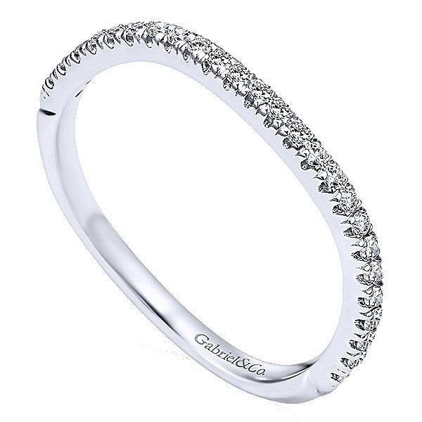 WEDDING - 14k White Gold .18cttw Prong Set Contoured Diamond Wedding Band