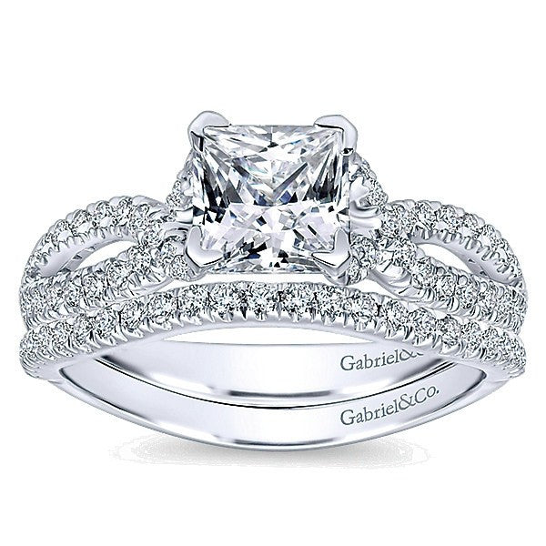 WEDDING - 14k White Gold .18cttw Prong Set Contoured Diamond Wedding Band
