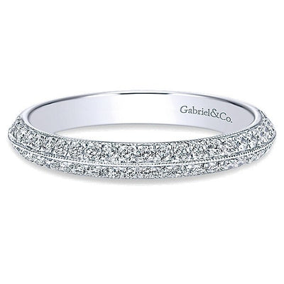 WEDDING - 14k White Gold .36cttw Double Row Angled Diamond Wedding Band With Engraved Shank